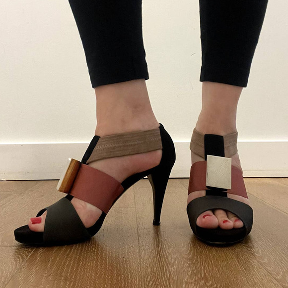 Pierre Hardy Suede Colorblock Pattern Sandals used - Picture 3 of 15
